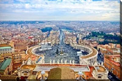 Постер Великолепная панорама с видом на площадь Святого Петра в Ватикане (Италия)