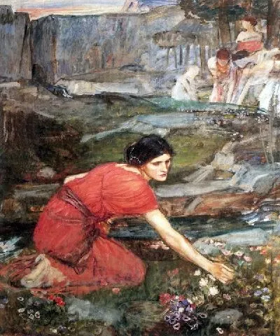 Картина Девушки собирают цветы у реки (Maidens Picking Flowers by a Stream)