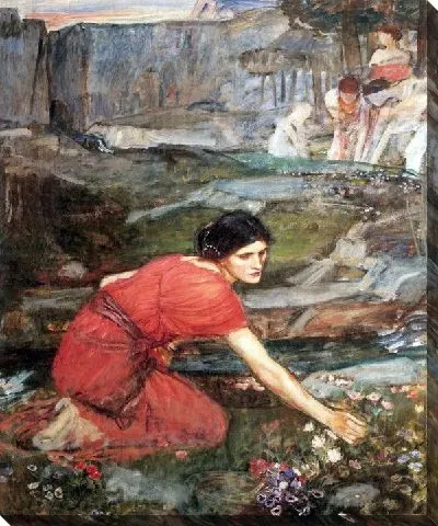 Картина Девушки собирают цветы у реки (Maidens Picking Flowers by a Stream)