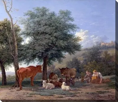 Животные с мальчиком и пастушкой (Farm Animals with a Boy and Herdswoman)