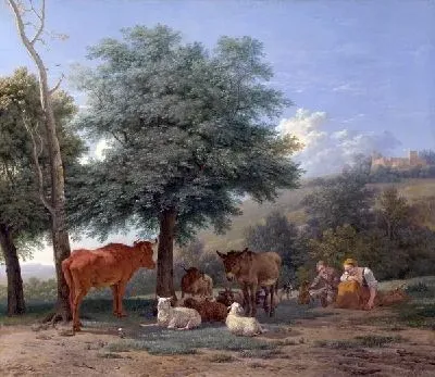 Животные с мальчиком и пастушкой (Farm Animals with a Boy and Herdswoman)