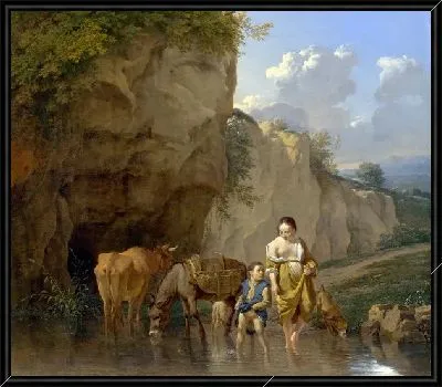 Женщина и мальчик с животными (A Woman and a Boy with Animals at a Ford)