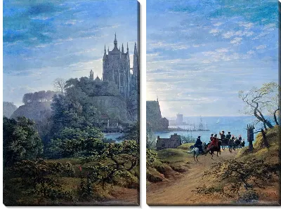 Готическая церковь на скале у моря (Gothic church on a rock by the sea)