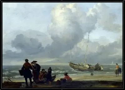 Картина Пляж с рыбаками (A Beach Scene with Fishermen)
