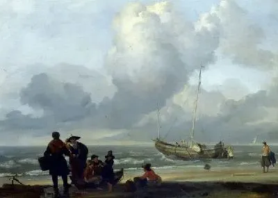 Картина Пляж с рыбаками (A Beach Scene with Fishermen)