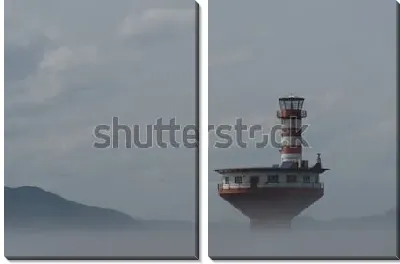 Модульная картина Маяк в тумане 