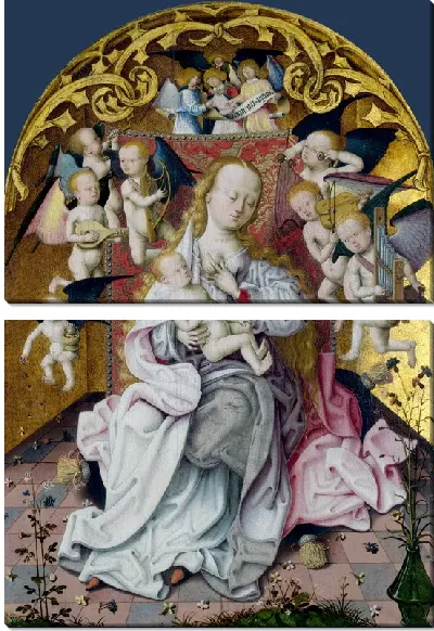 Модульная картина Мадона с младенцем и музыкантами ангелами (The Virgin and Child with Musical Angels)
