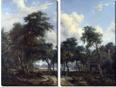 Картина Деревенский пейзаж с домом ( A Woody Landscape with a Cottage)