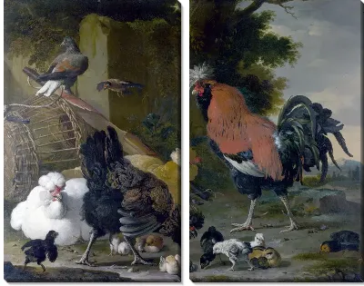 Картина Петух, курица и цыплята (A Cock, Hens and Chicks)