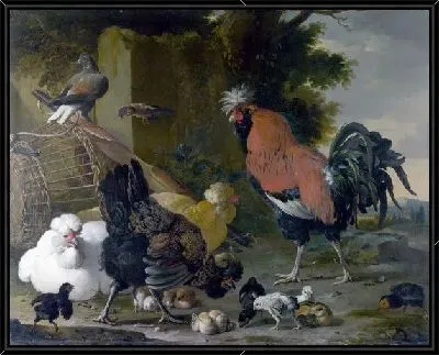 Картина Петух, курица и цыплята (A Cock, Hens and Chicks)