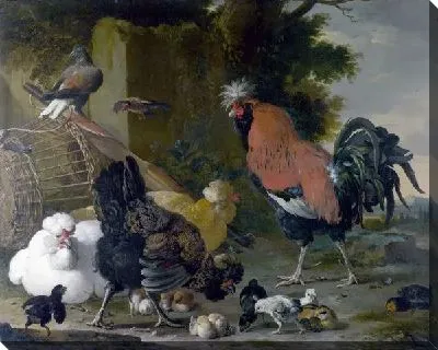Картина Петух, курица и цыплята (A Cock, Hens and Chicks)