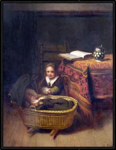 Картина Маленькая девочка качает колыбель (A Little Girl rocking a Cradle)