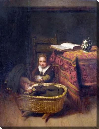 Картина Маленькая девочка качает колыбель (A Little Girl rocking a Cradle)