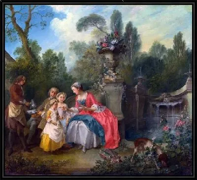 Дама в саду с детьми ( A Lady in a Garden taking Coffee with some Children)