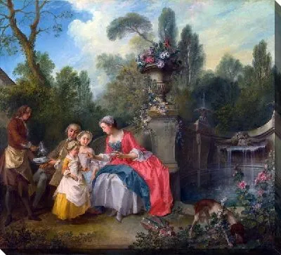 Дама в саду с детьми ( A Lady in a Garden taking Coffee with some Children)