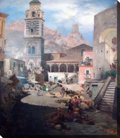 Рынок в Амаьфи (Oswald Achenbach Marktplatz Amalfi)