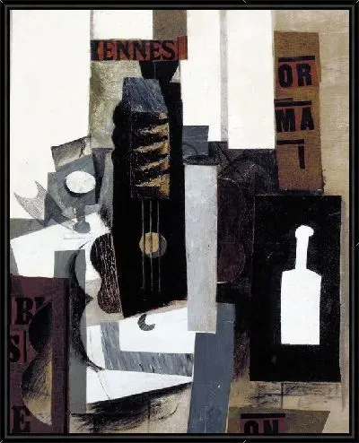 Картина Стакан, гитара и бутылка (Glass, Guitar, and Bottle)