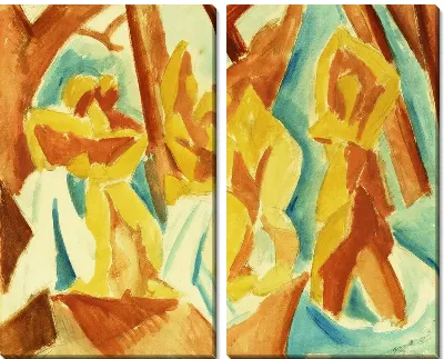 Модульная картина Купальщицы в лесу (Bathers in a Forest)