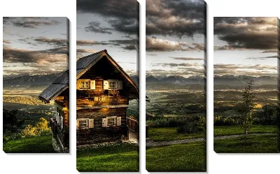 Модульная картина Домик вечером