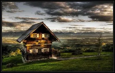 Картина Домик вечером