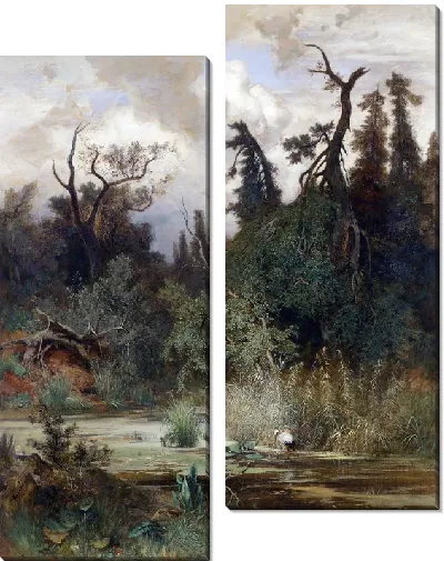 Модульная картина Болото и аист