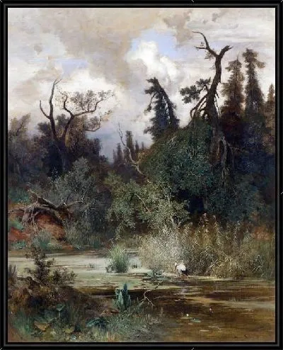 Картина Болото и аист