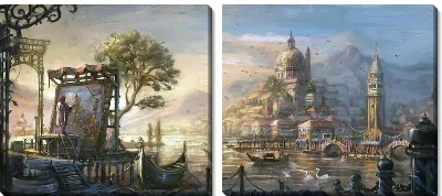 Модульная картина Художник и Венеция