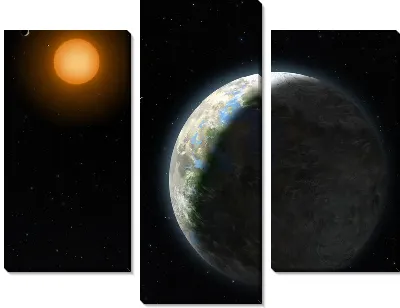 Модульная картина Земля и Солнце