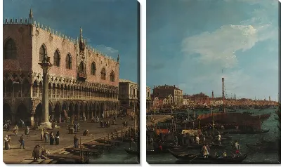 Картина Пирс к Рива дельи Скьявони с колонной Святого Марка