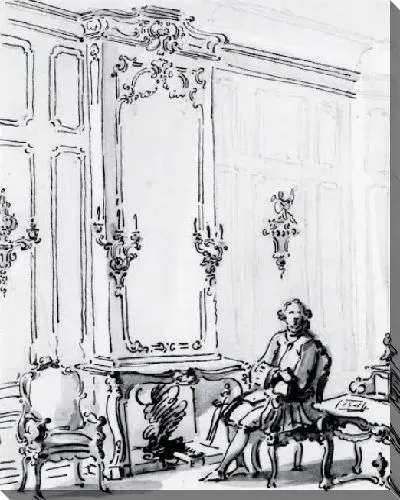 Картина Венецианский интерьер, с молодым человеком, сидящим у огня