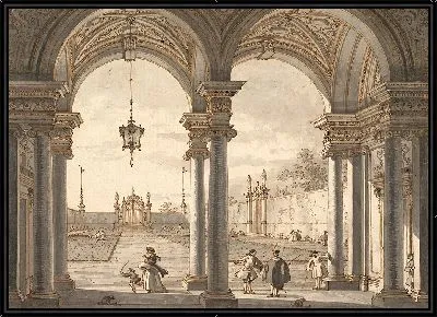 Картина Вид через барочную колоннаду в сад, 1760-1768 гг.