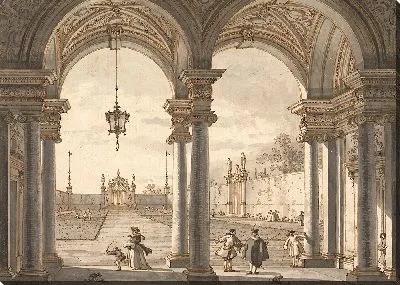 Картина Вид через барочную колоннаду в сад, 1760-1768 гг.