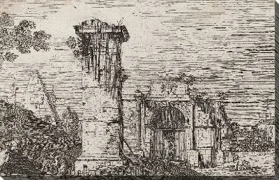 Картина Пейзаж с разрушенными памятниками