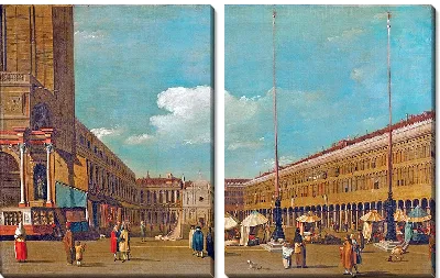 Картина Площадь Сан-Марко, Венеция, вид на запад с юга от центральной линии
