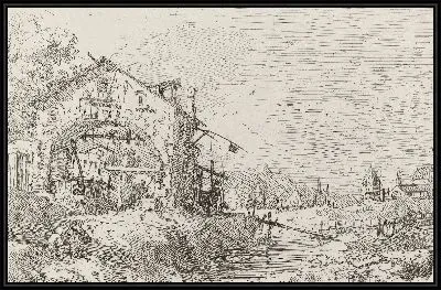 Картина Пейзаж с женщиной у колодца