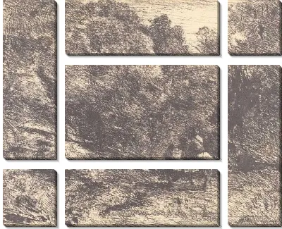Картина Всадник и бродяга в лесу