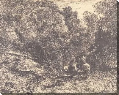 Картина Всадник и бродяга в лесу