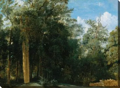 Картина Поляна в лесу Фонтенбло с низкой стеной