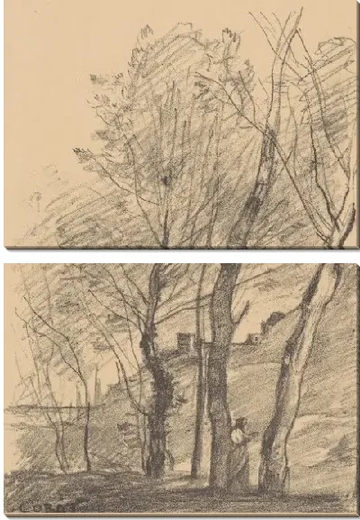 Картина Чтение под деревьями Аррас, июль 1874 г.