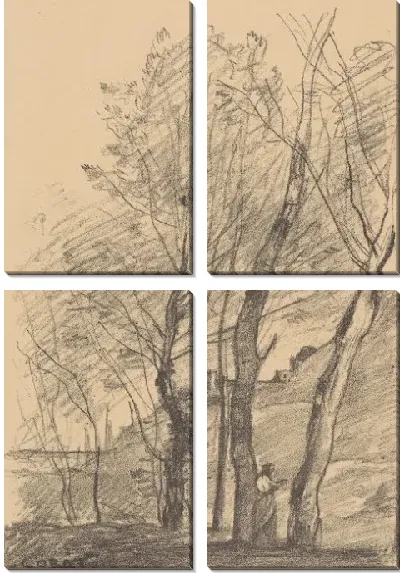 Картина Чтение под деревьями Аррас, июль 1874 г.