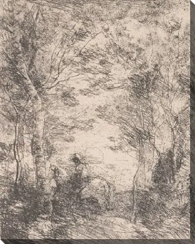 Картина Маленький всадник в лесу