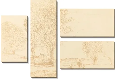 Картина Всадник остановлен в сельской местности