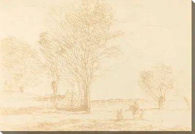 Картина Всадник остановлен в сельской местности