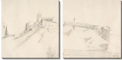 Картина Вид на холм с распятием