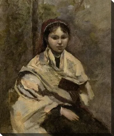 Картина Девушка сидит с книгой в руке