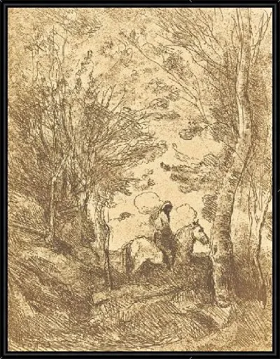 Картина Всадник в лесу