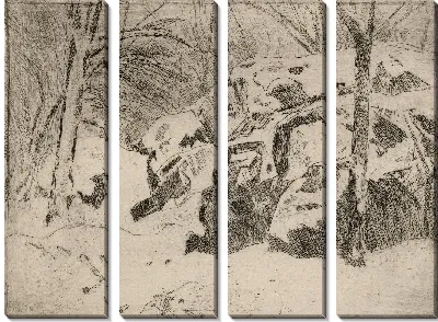 Картина Валун в снегу