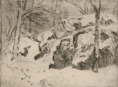 Картина Валун в снегу