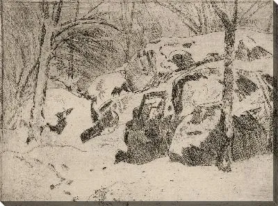 Картина Валун в снегу