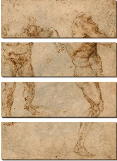 Картина Два обнаженных человека, штурмующего человека вперед, и другого, поворачивающегося направо (на обороте), c. 1504